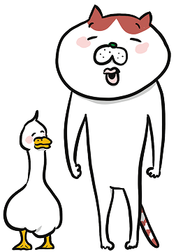 左：あひる田ガァ　右：ねこ山ニャ